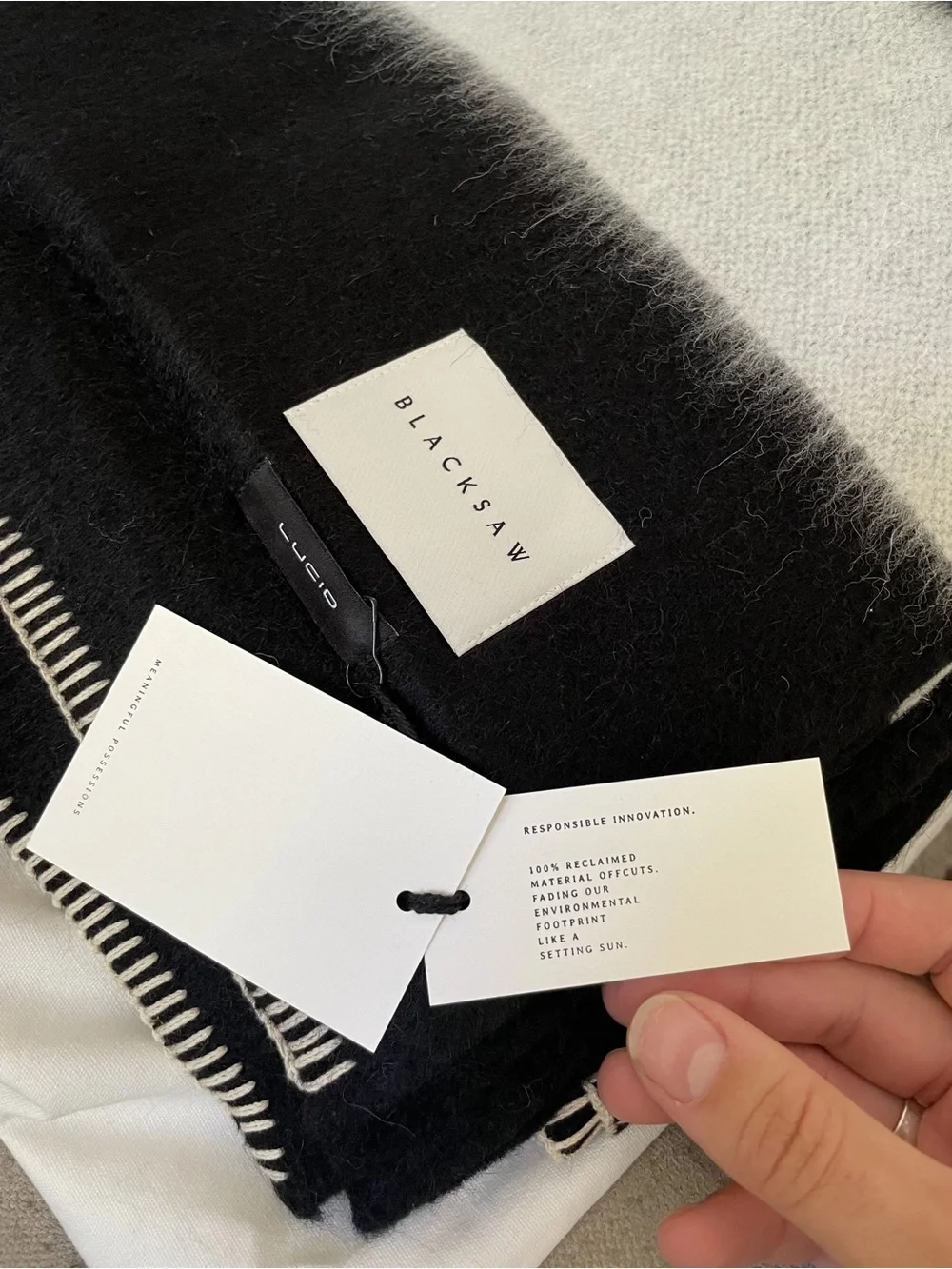 Blacksaw Siempre Black and White Alpaca Blend Throw Blanket